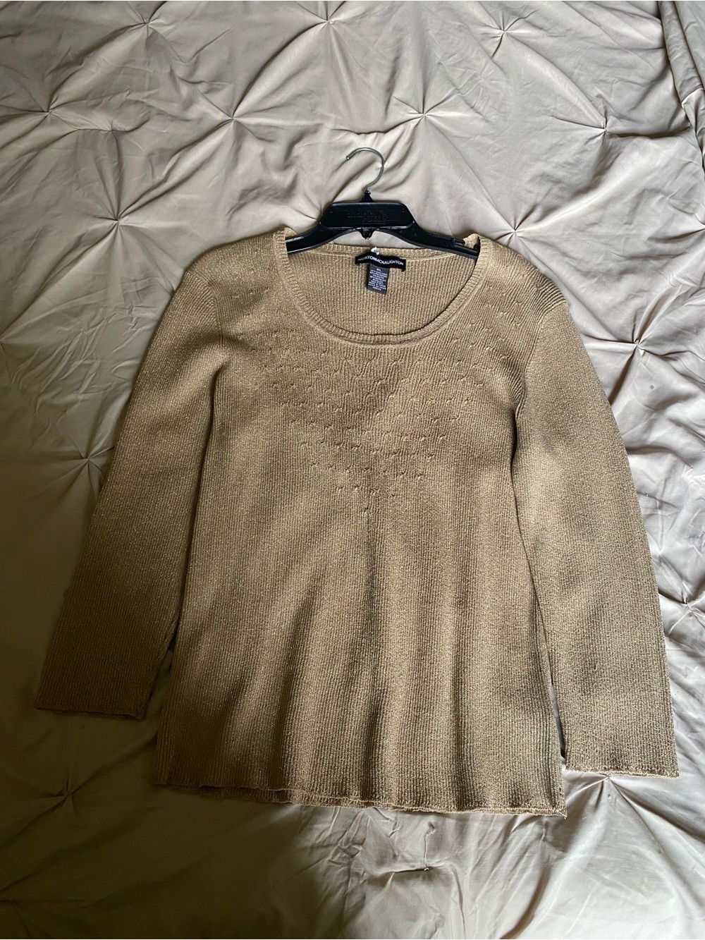 Norton McNaughton Tan Scoop-Neck Knit Sweater